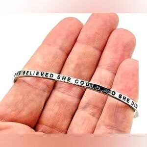 "She Believed She Could, So She Did" cuff bracelet MantraBand inspirational